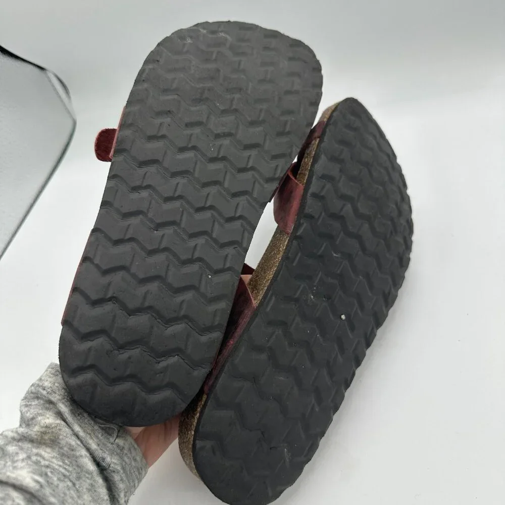 White Mountain Footbed Burgundy Leather Gracie Sandals Women's 9 - Picture 5 of 7